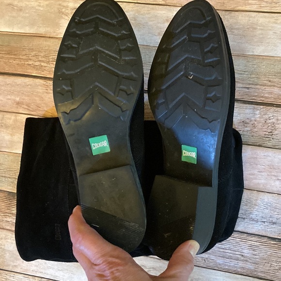 Cougar * Carla 11M black suede upper leather slouch boot pull on 1”- 2” heel - Picture 3 of 8